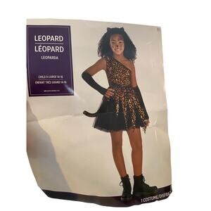 Size XL Leopard Child Costume Girls #53020 Dress Headband Glovettes Detachable